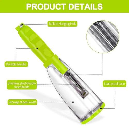 Multifunctional Vegetable Fruit Skin Peeler for Kitchen with Storage Container, Non-Slip Handle (Green) - Toytexx Multifunctional Vegetable Fruit Skin Peeler for Kitchen with Storage Container, Non-Slip Handle (Green) - Toytexx